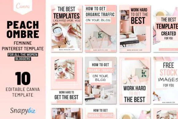 10 Peach Pink Pinterest Templates Made for Bloggers